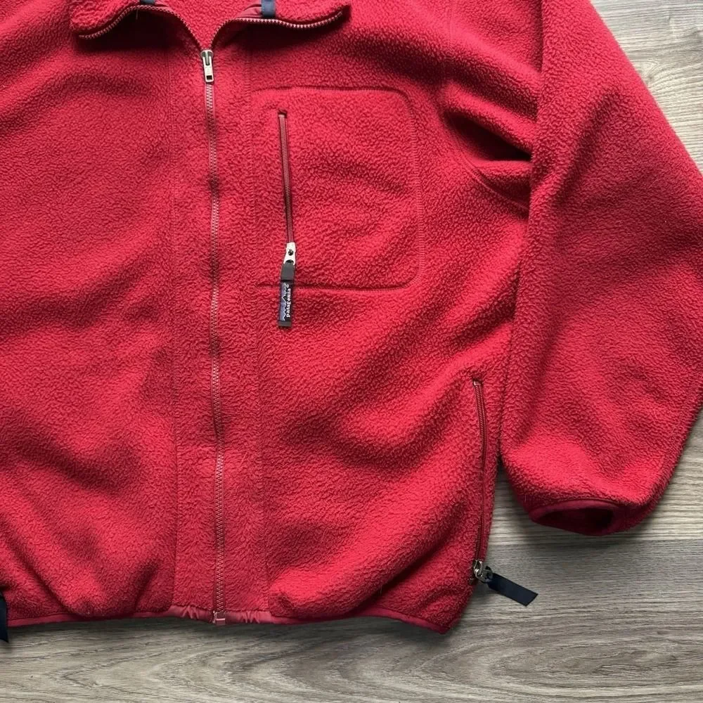 Vintage 90s Patagonia Synchilla Zip Red Fleece Jacket Pullover Size XL USA Pile